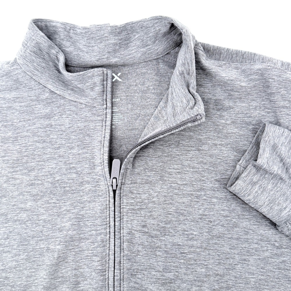 FLX Quarter Zip Pullover Womens Medium Gray Travel Leisure Boxy Drawstring Crop